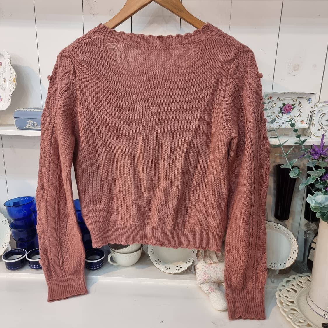 빈티지 꽈배기 팝콘 니트 가디건 상품이미지4