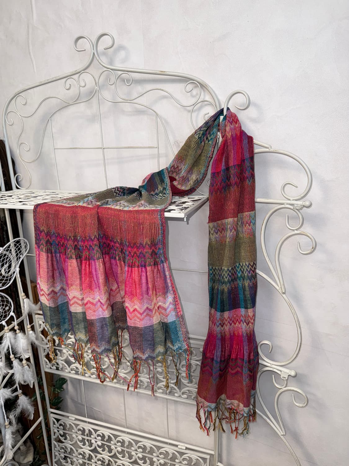 Pink bohemian mixed pleats muffler 상품이미지1