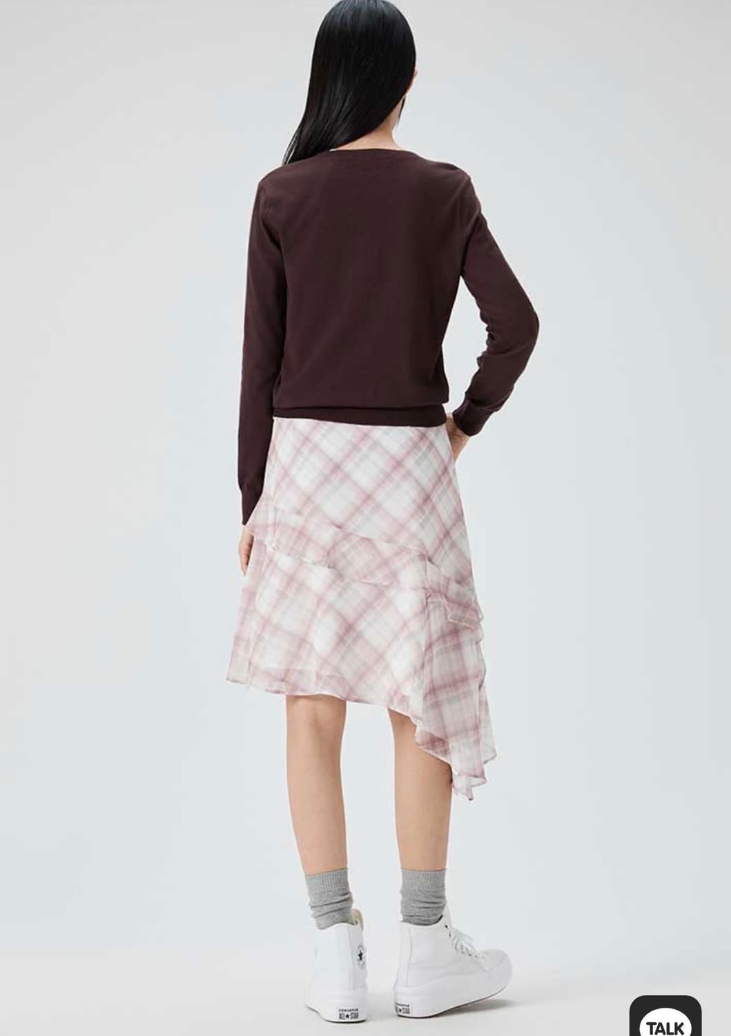 구매가 6만) 미쏘 체크 프릴 언발 스커트 벚꽃룩 에겐 상견례 하객룩 상품이미지5