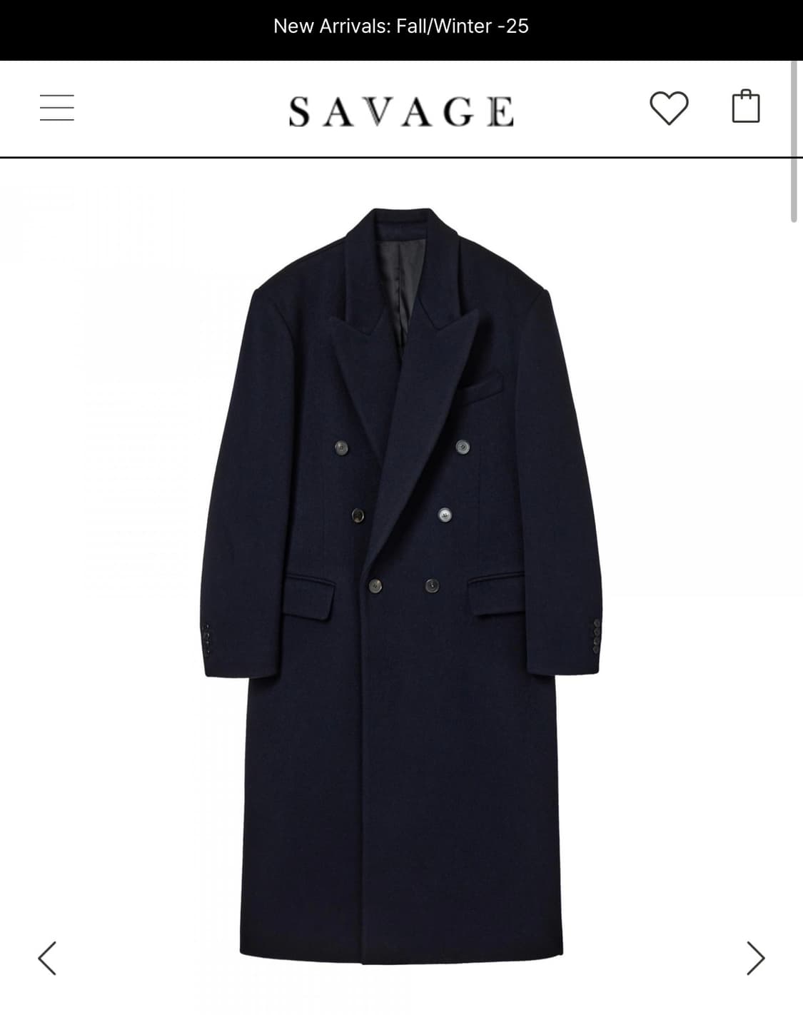 세비지 네이비 코트 L 상품이미지3