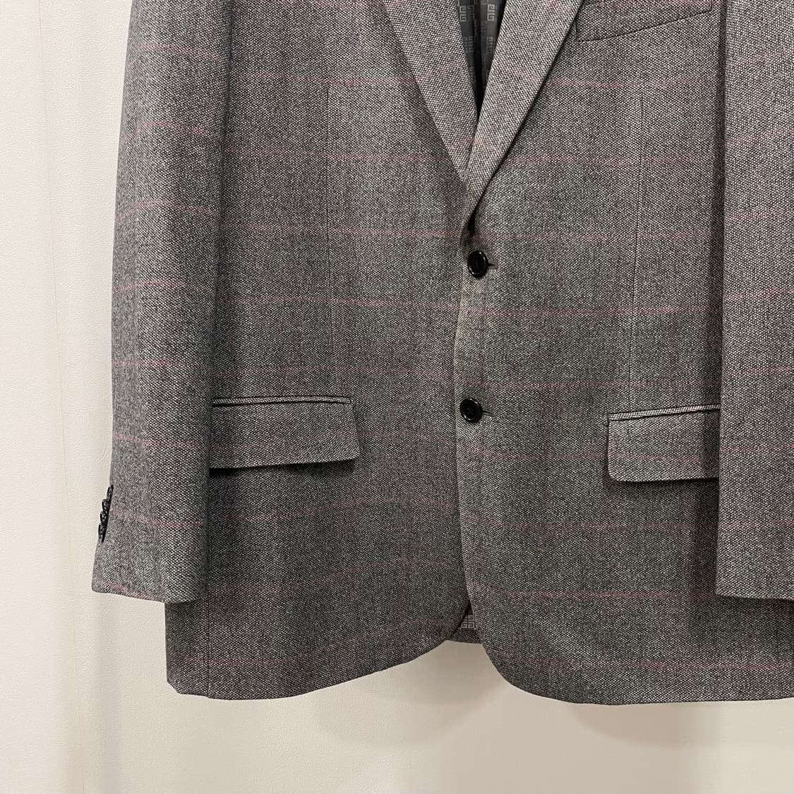 지방시 울 캐시미어 실크 체크 싱글 블레이저 상품이미지4