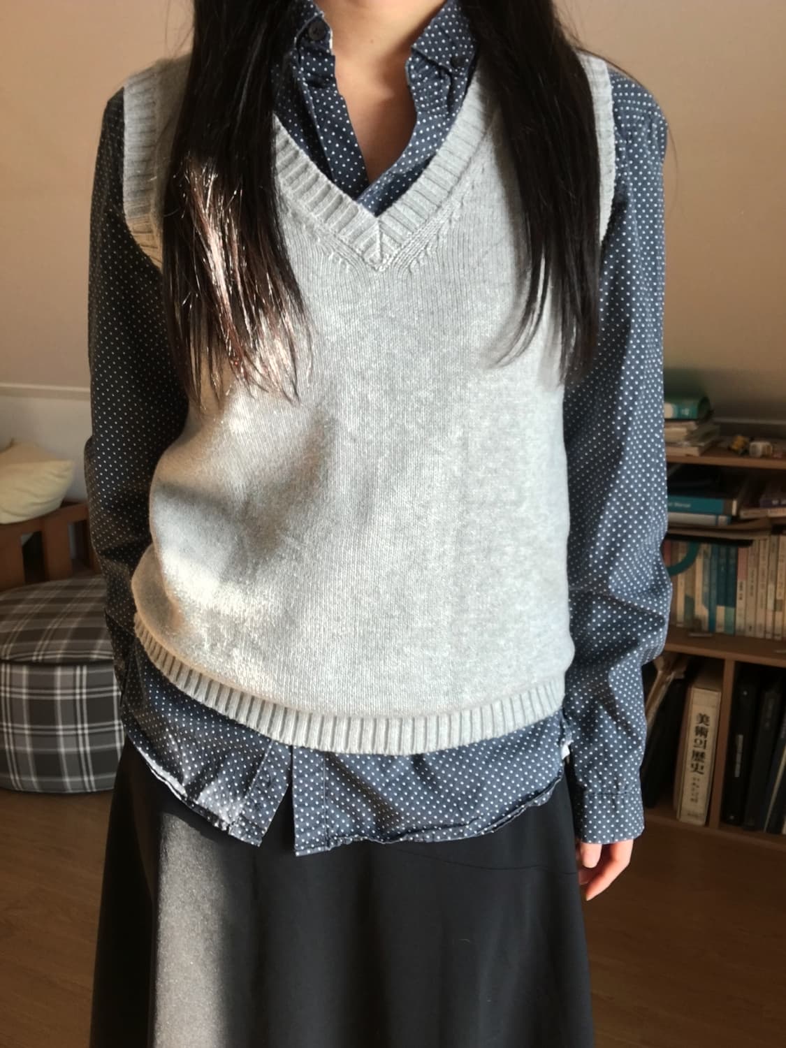 V-neck knit vest Grey 상품이미지1