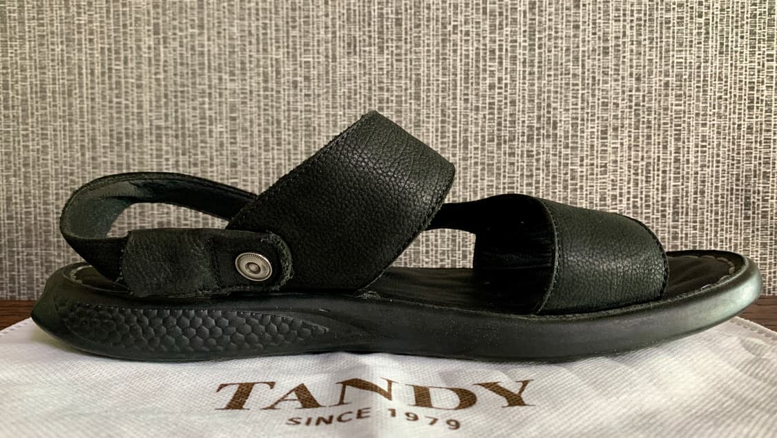 탠디 TANDY 남성 블랙 가죽 스트랩 샌들 슬리퍼 260 굽높이 2cm 상품이미지4