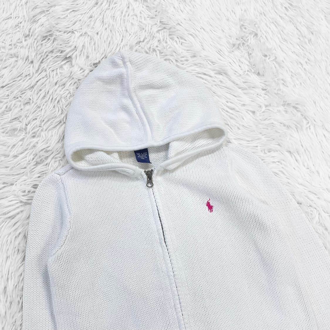 폴로 랄프로렌 포니 로고 니트 후드집업 화이트 상품이미지3