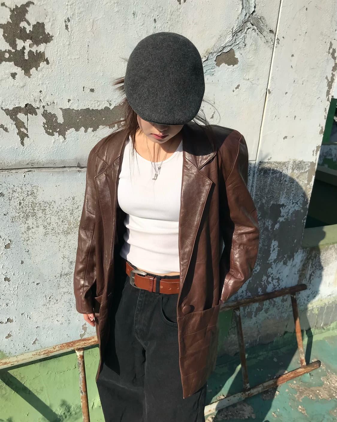 브라운 양가죽 블레이저 상품이미지1