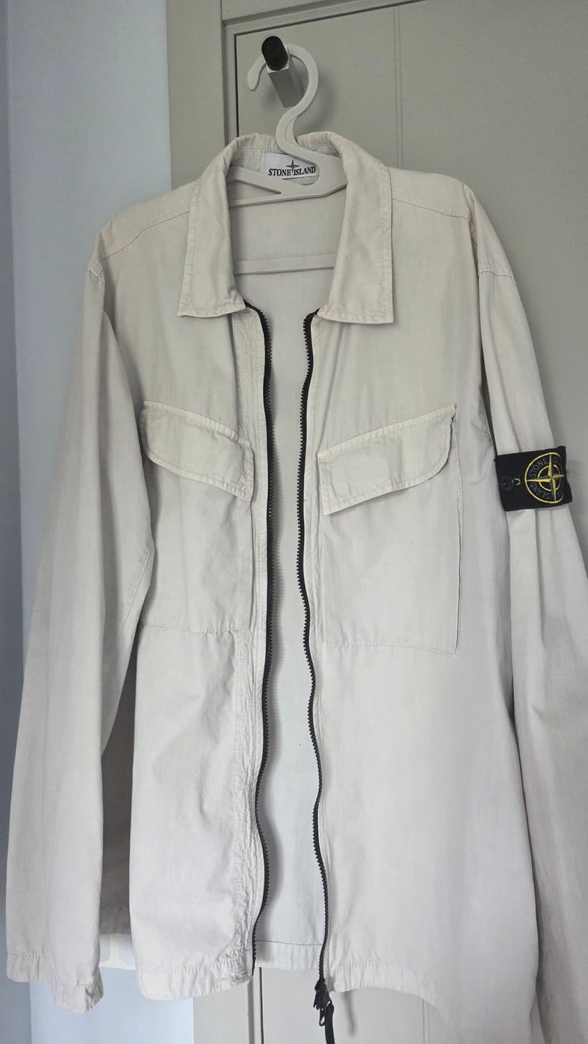 스톤아일랜드 브러쉬드 코튼 캔버스 올드이펙트 오버셔츠 라이트 그레이 상품이미지1