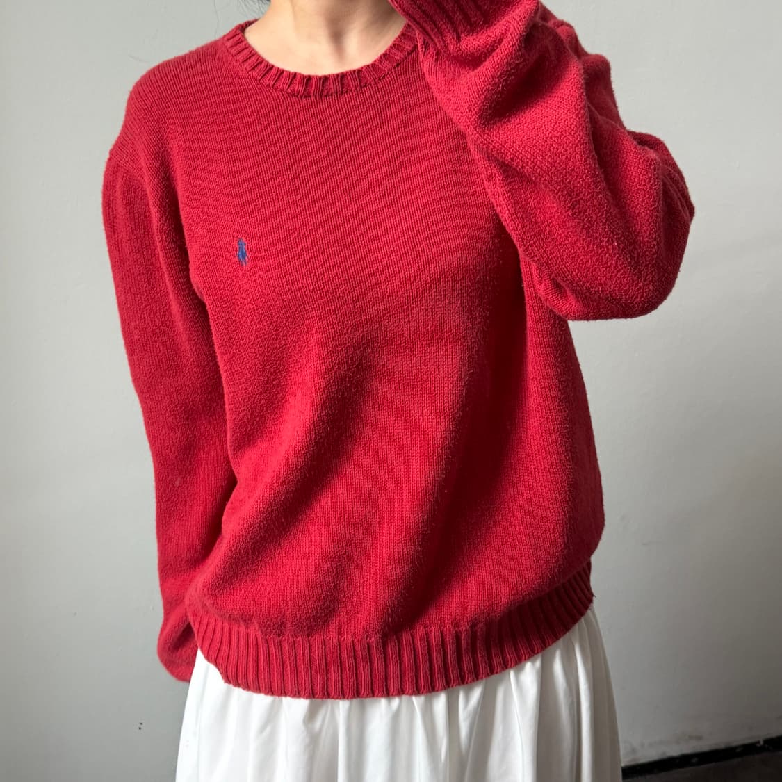 [L] 폴로 랄프로렌 레드 코튼 니트 상품이미지1