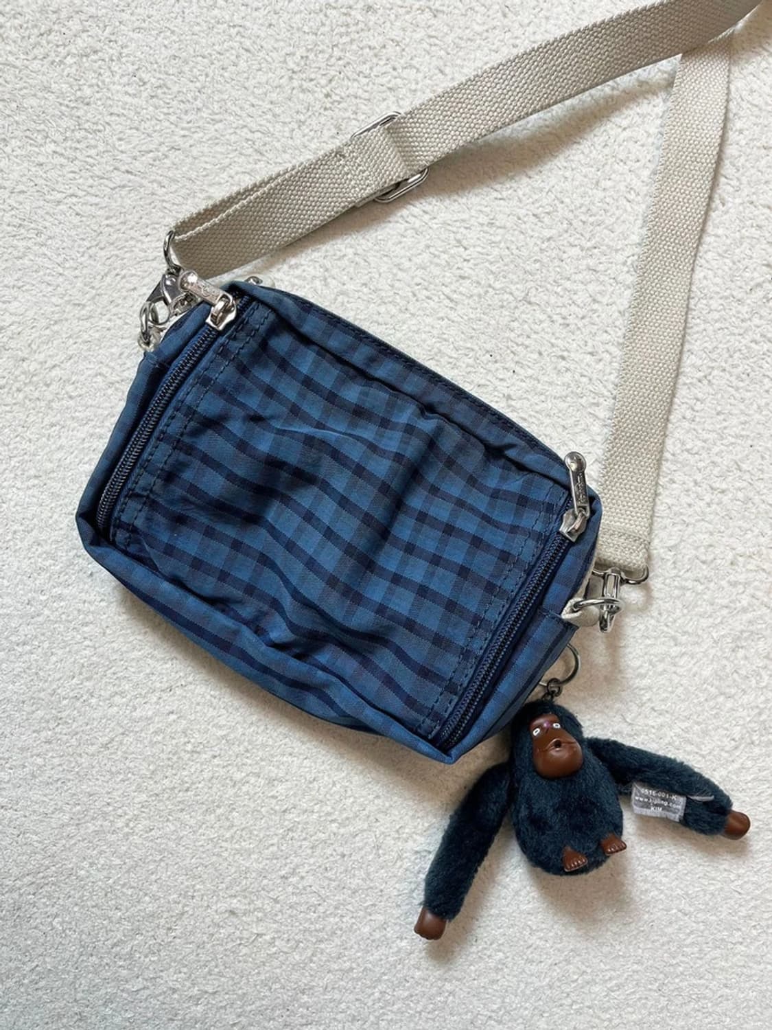 키플링 00's Y2K 체크 고릴라 미니 크로스백 A1751 상품이미지5