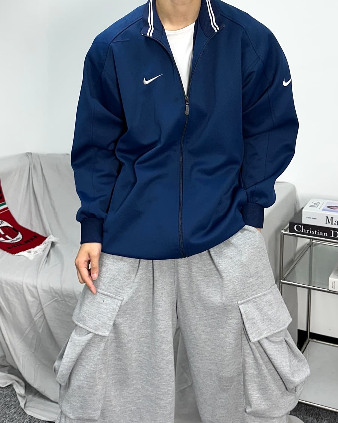 나이키 90s 네이비 스우시 트랙탑 져지 L 상품이미지2