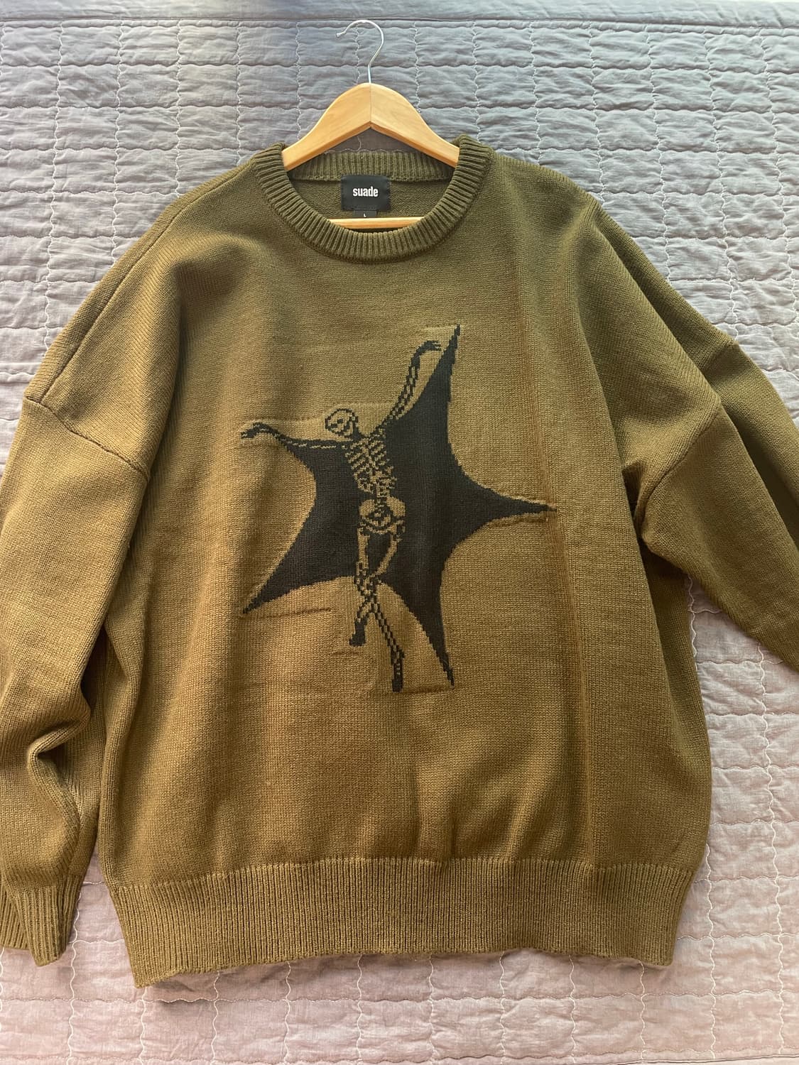 SUADE 스컬 스타 니트 올리브 상품이미지6