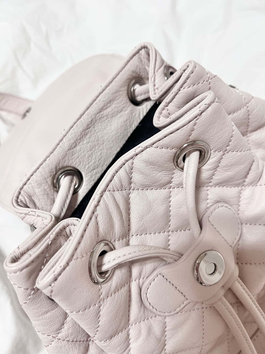 쓰리타임즈 아콘 백팩 핑크 아콘백 미니 퀼티드 퀼팅 threetimes 상품이미지8