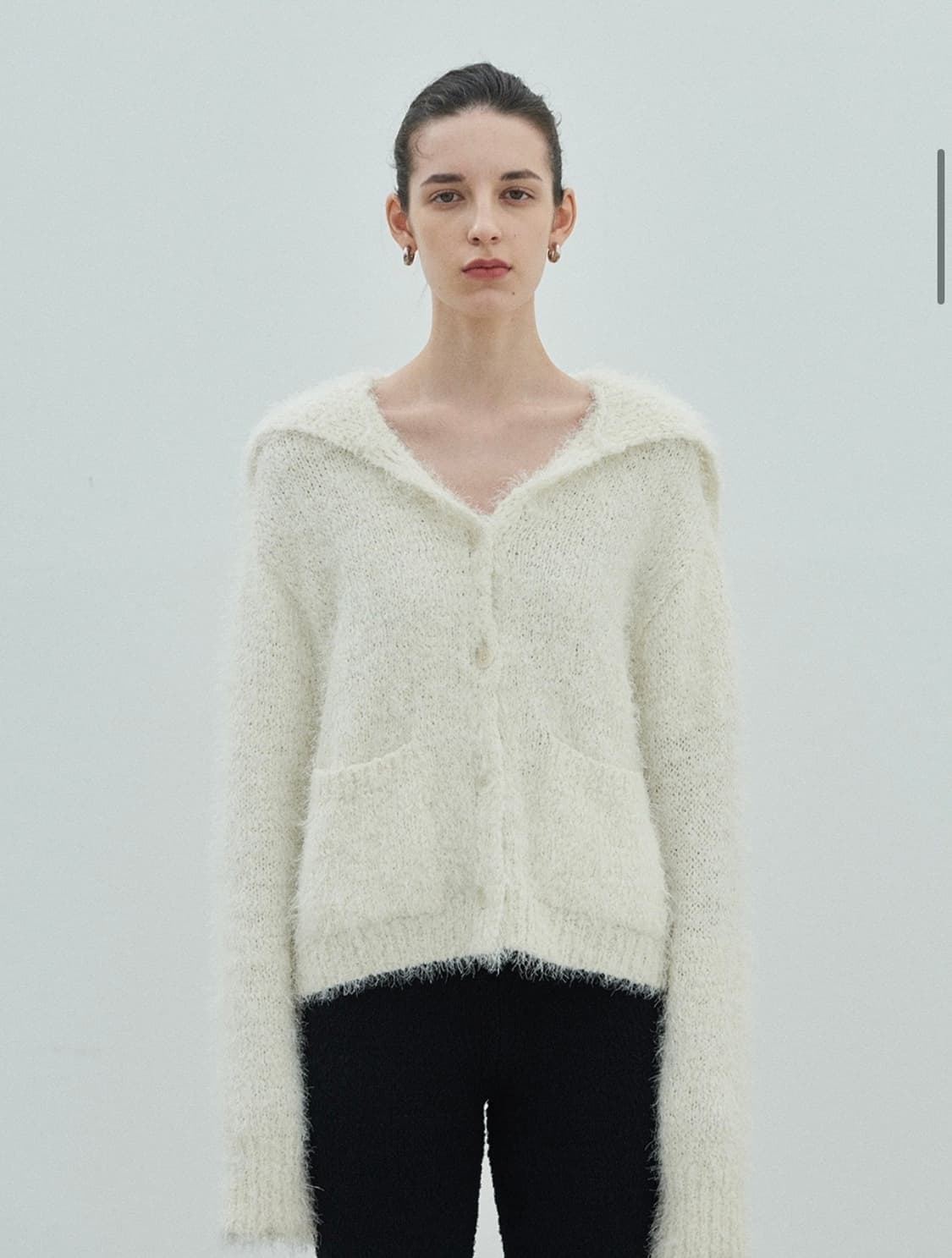 다이애그널 세일러 퍼 니트 가디건 상품이미지1