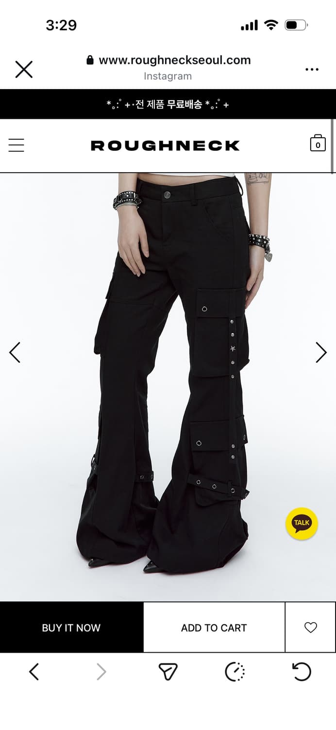 [구해요] 러프넥 부츠컷 카고 스트랩 팬츠 블랙 상품이미지1