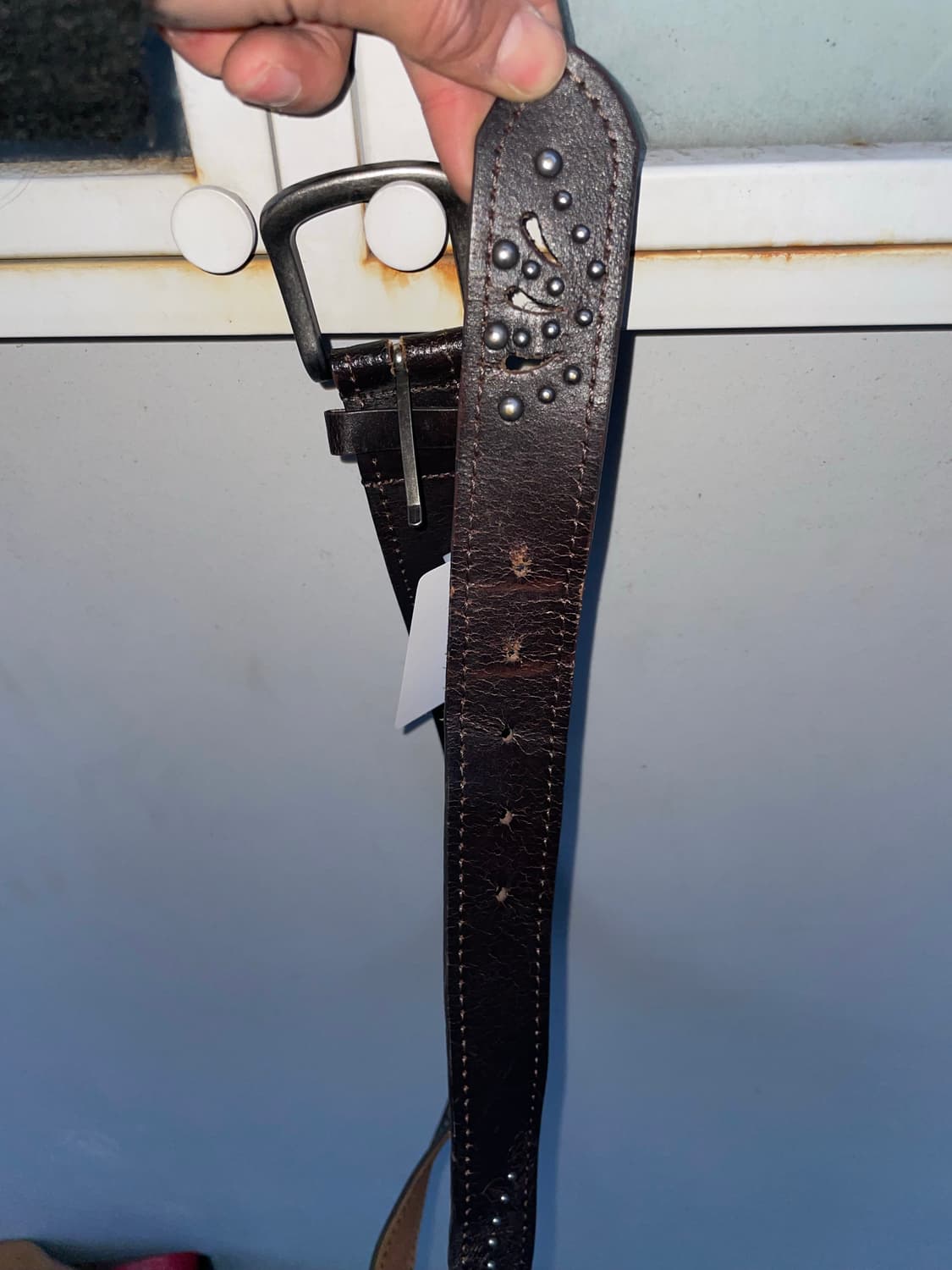 빈티지 에스닉 웨스턴 다크브라운 레더벨트 상품이미지3