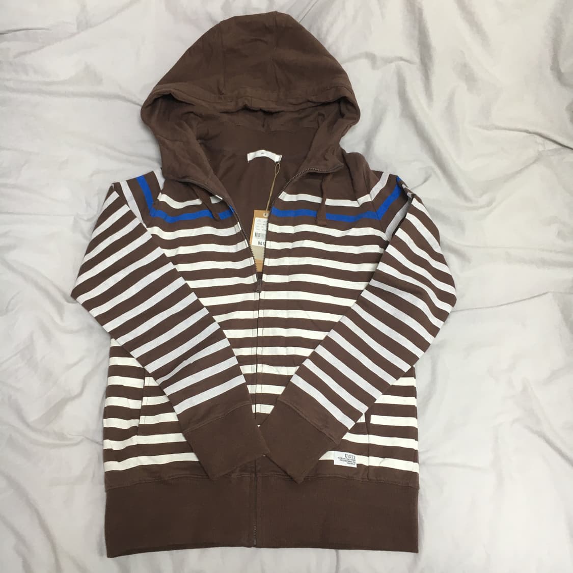 [새상품] Uglz 브라운 스트라이프 후드집업 상품이미지1