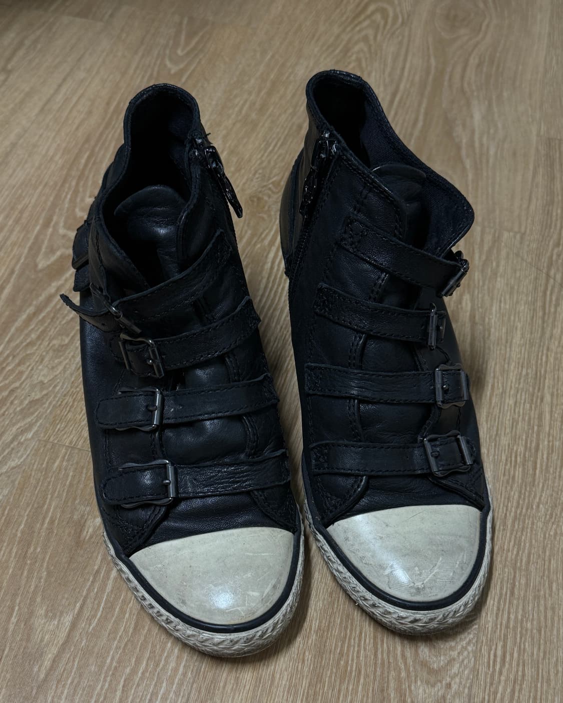 ash 아쉬 블랙 가죽 웨지힐 스니커즈 37 상품이미지2