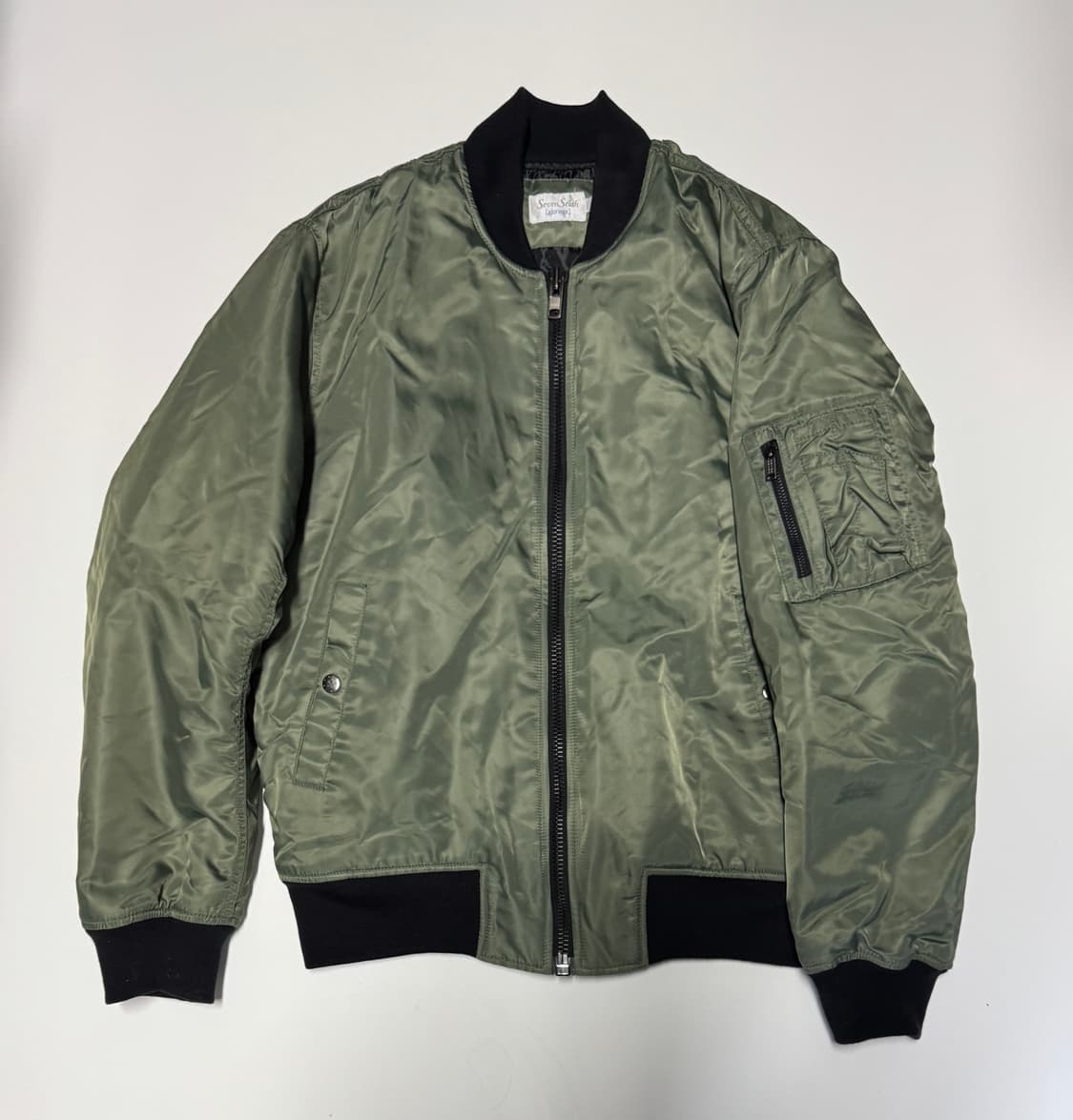 세븐셀라 나일론 봄버 블루종 점퍼 자켓 L 카키 상품이미지1