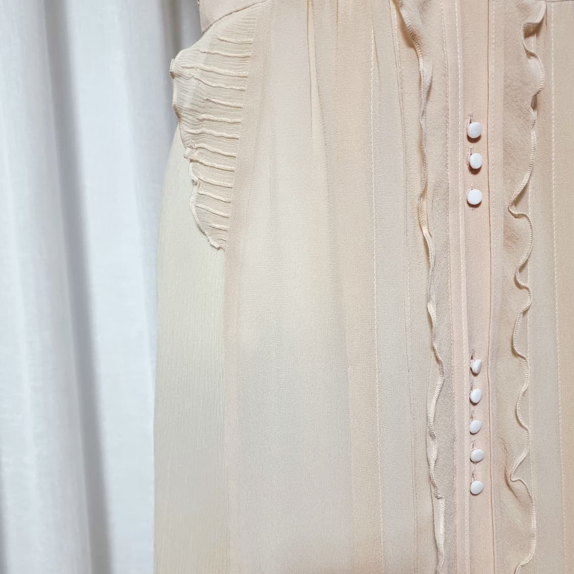 한섬 타임 TIME 실크100% 프릴 원피스 (44-55) 상태굿 상품이미지6