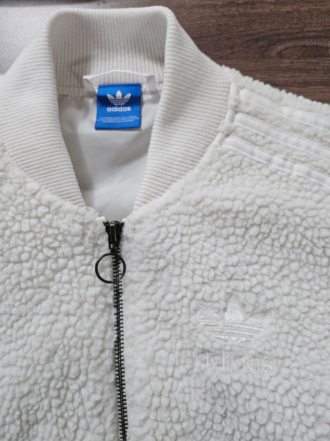 아디다스 후리스 슈퍼스타 트랙탑 양털 뽀글이 쉐르파 자켓 화이트 85 상품이미지6