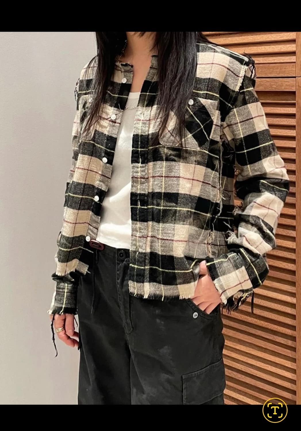 알써틴 r13 체크 크롭 셔츠 자켓 스몰 상품이미지4