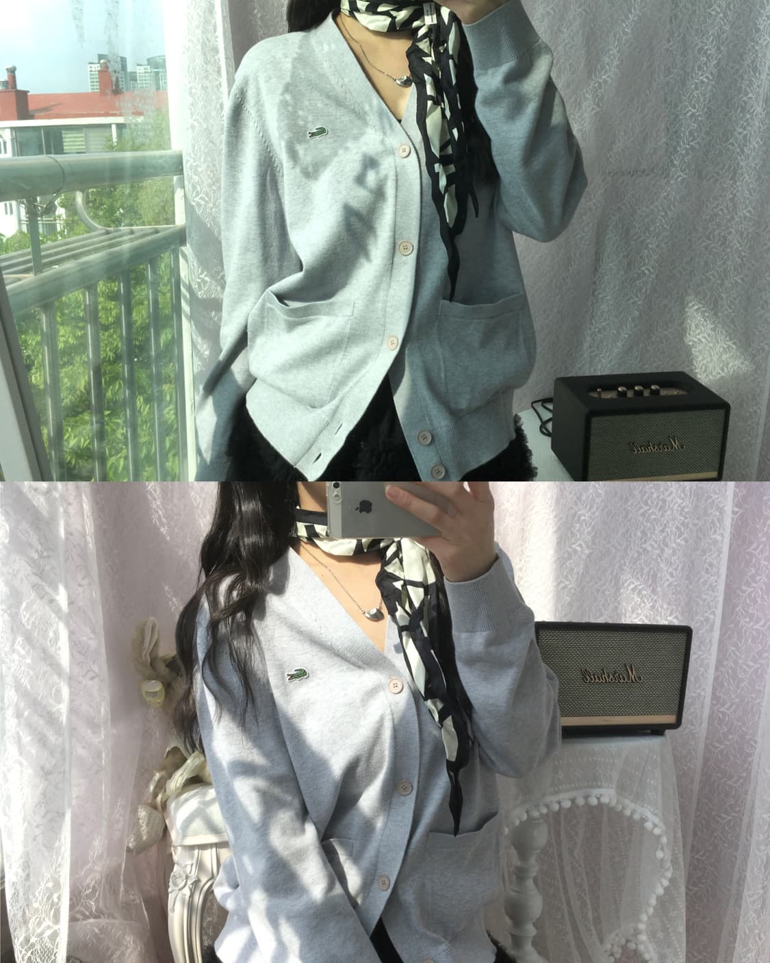 Lacoste gray knit cardigan 상품이미지2