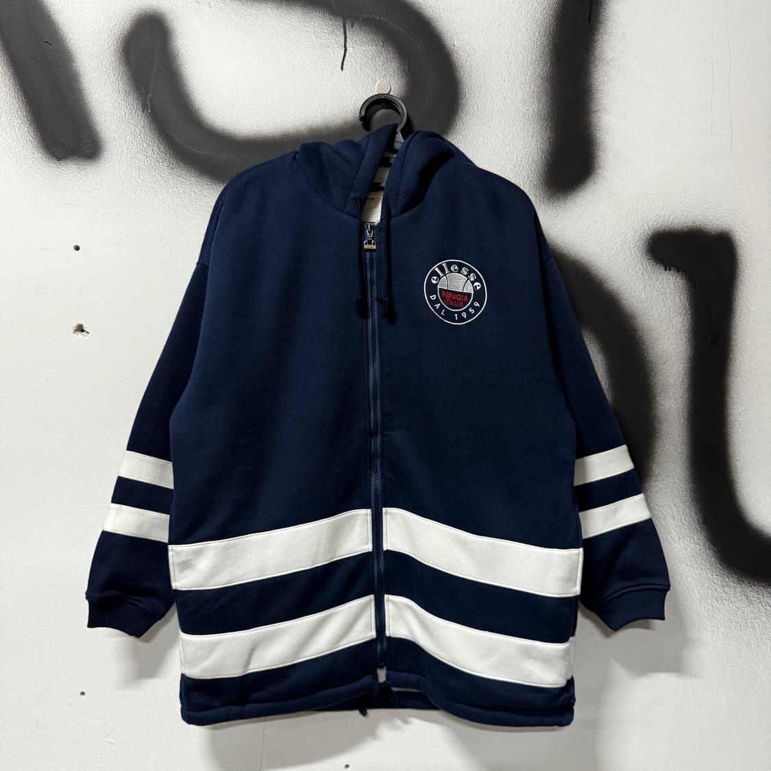 Ellesse 엘레쎄 안감 보아털 플리스 올드스쿨 배색 집업후디 상품이미지1