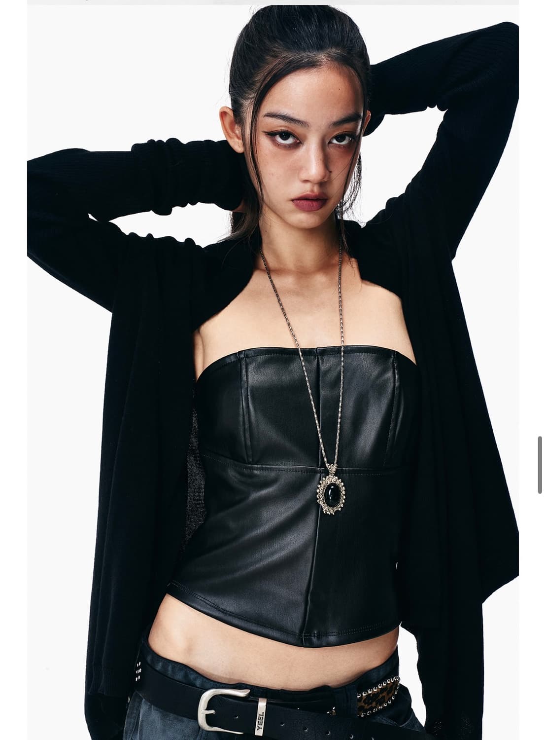 yeel 오픈 가디건 DRAPED BUTTON-DETAIL OPEN CA 상품이미지7