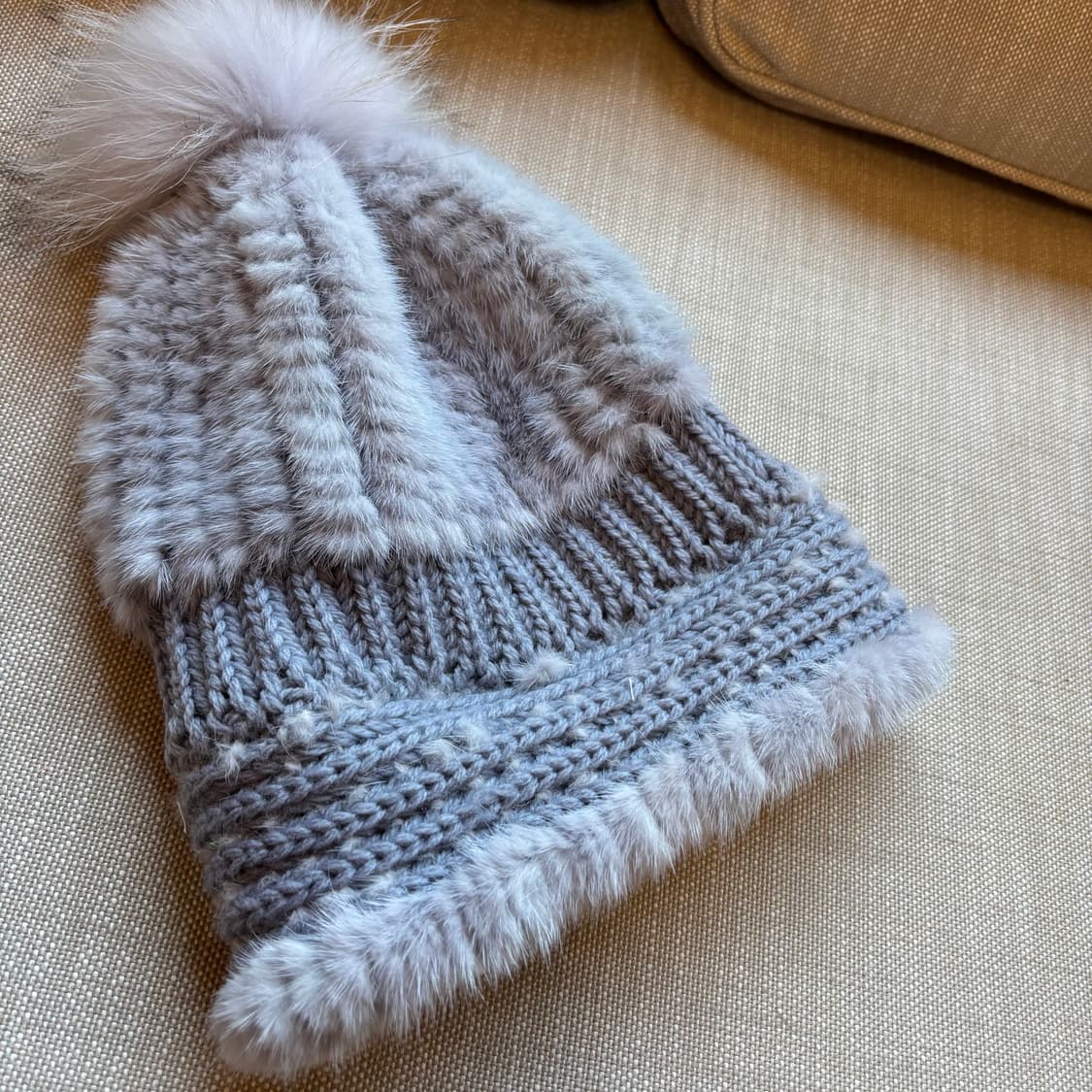 폭스밍크 방울 비니 모자 라벤더그레이 상품이미지8