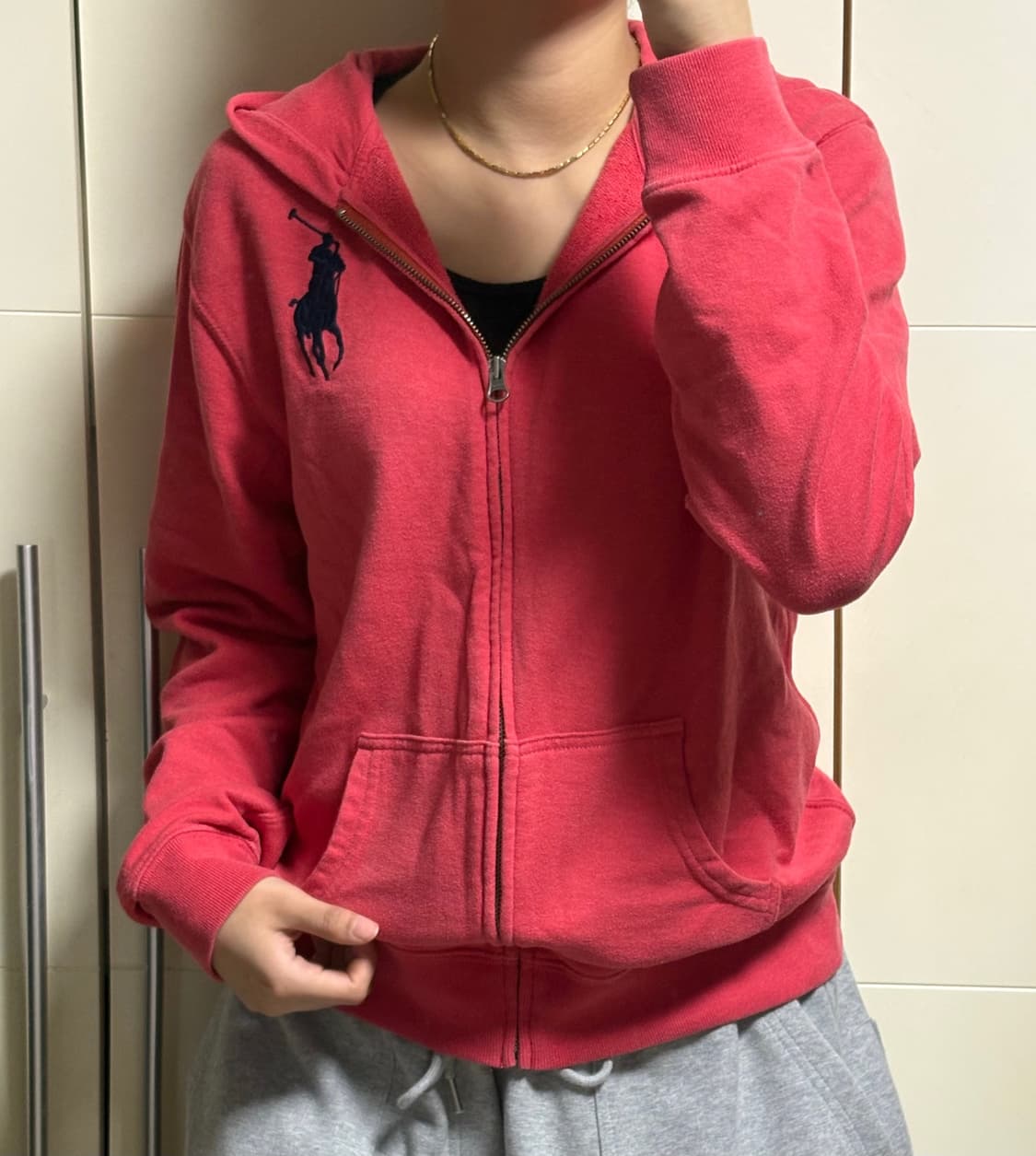 폴로 랄프로렌 빅포니 코랄핑크 레드핑크 후드집업 상품이미지1