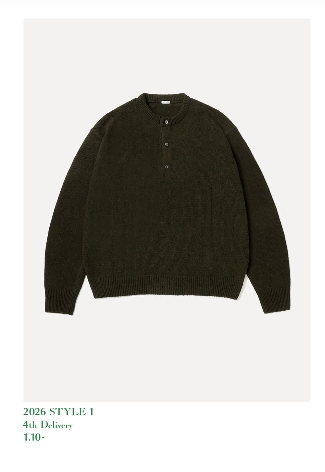 [3] 아프레쎄 26ss 실크 헨리넥 니트 올리브 상품이미지1