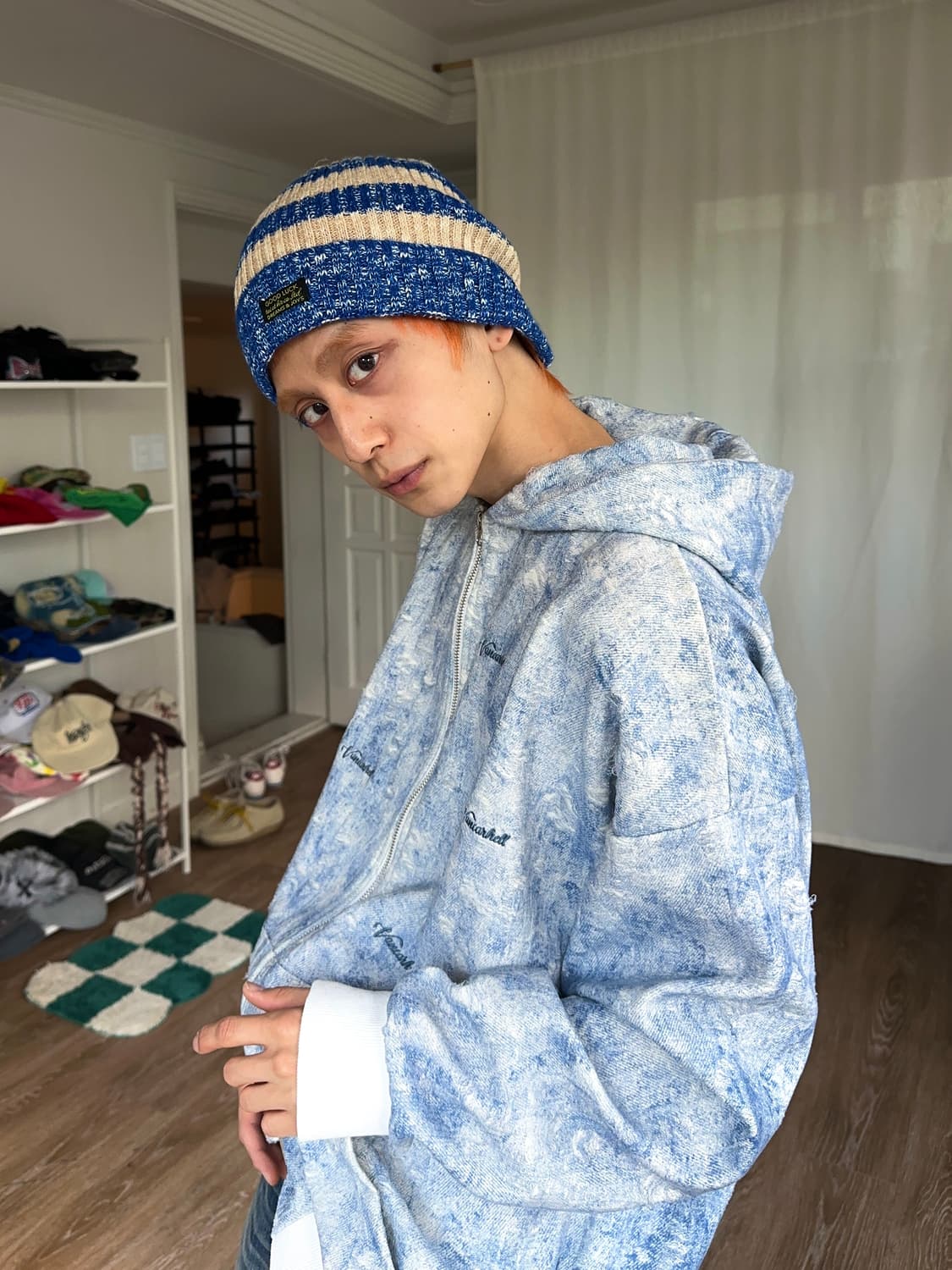 Vancarhell 스파클링 디스트레스 후드 집업 상품이미지2