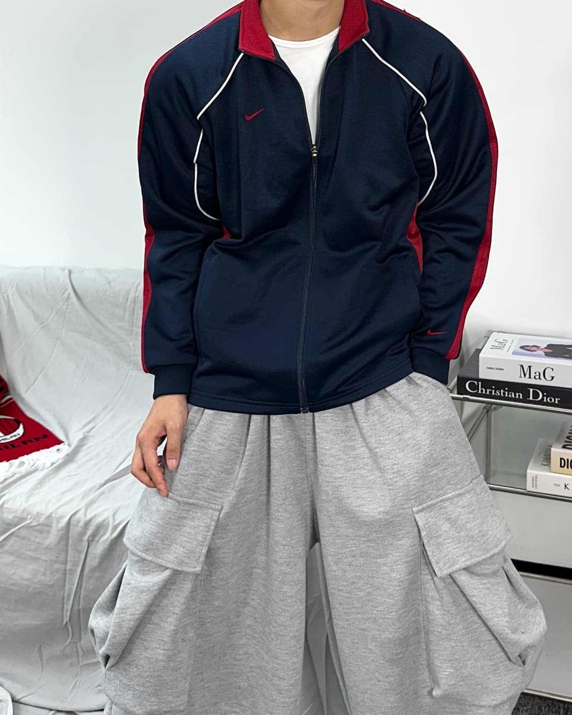 나이키 00s 네이비 레드 사이드라인 져지 L 상품이미지2
