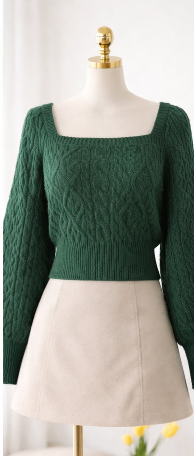 스퀘어넥 크롭니트 66가단50 상품이미지1