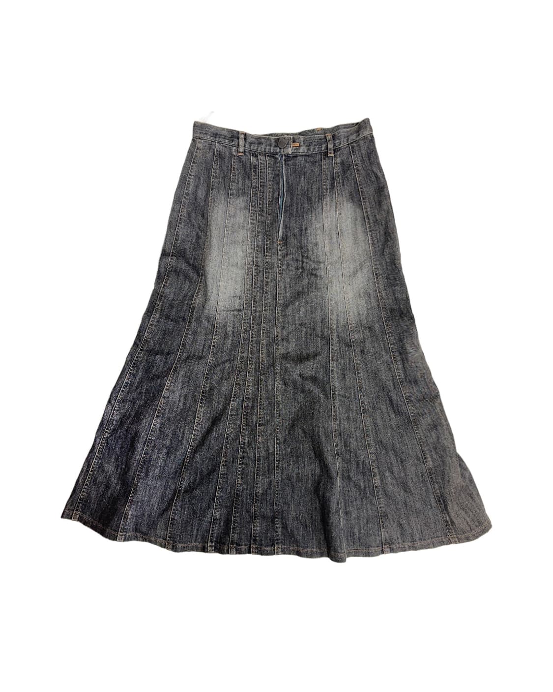 빈티지 샌드 워시 그레이 데님 롱 스커트 상품이미지1
