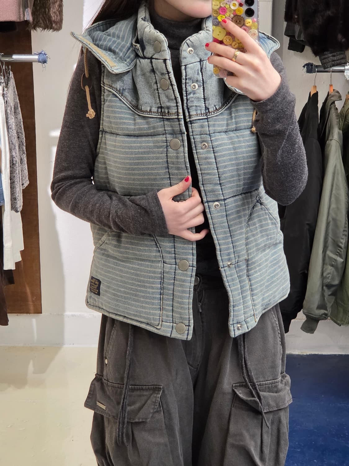 CubeSugar Japan 데님 패딩 베스트 상품이미지2