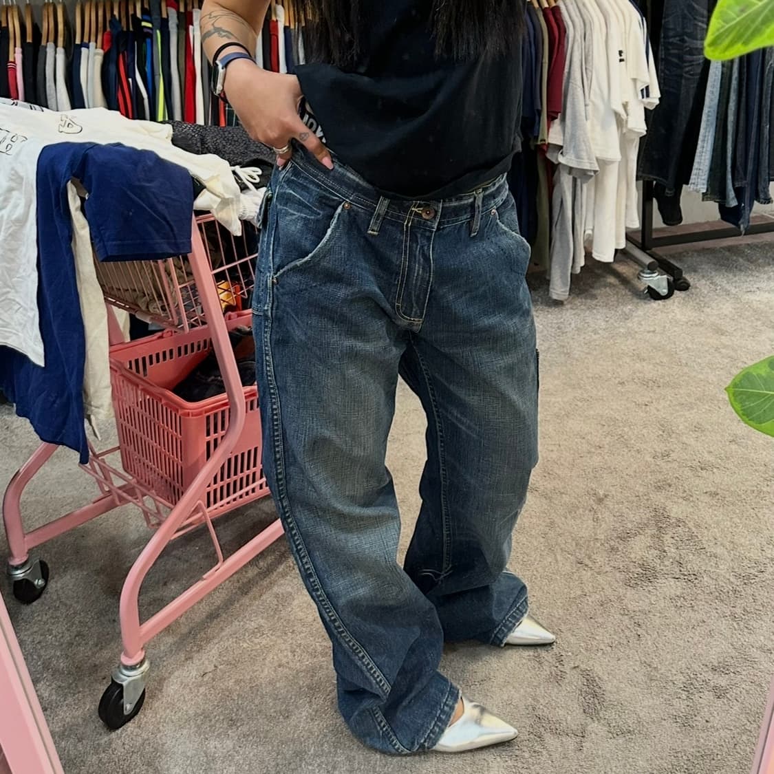 올드갭 빈티지 워싱 데님 카펜터 팬츠(33) 상품이미지2