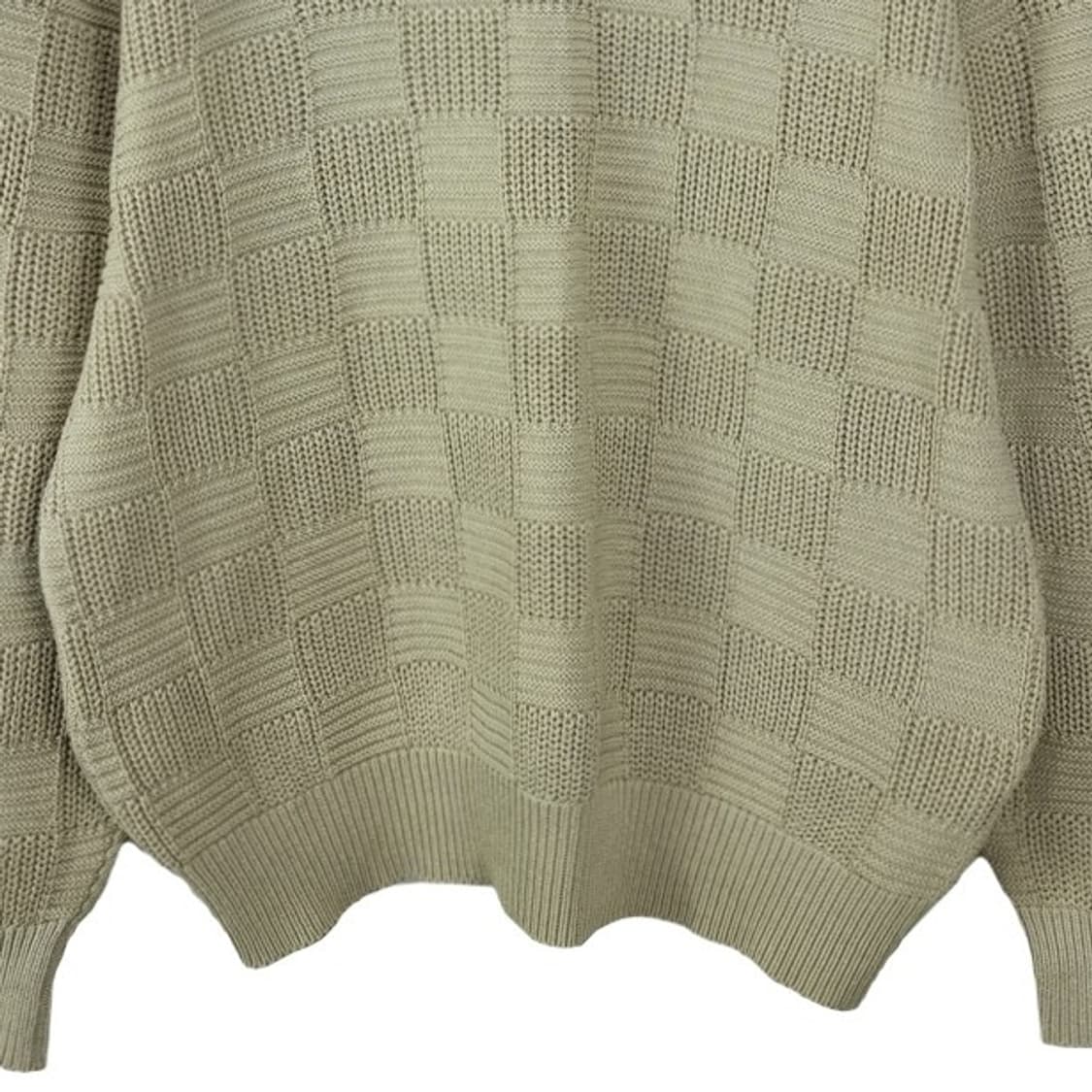 [라코스테] 체크 패턴 로고 패치 니트 베이지 M19469 상품이미지5