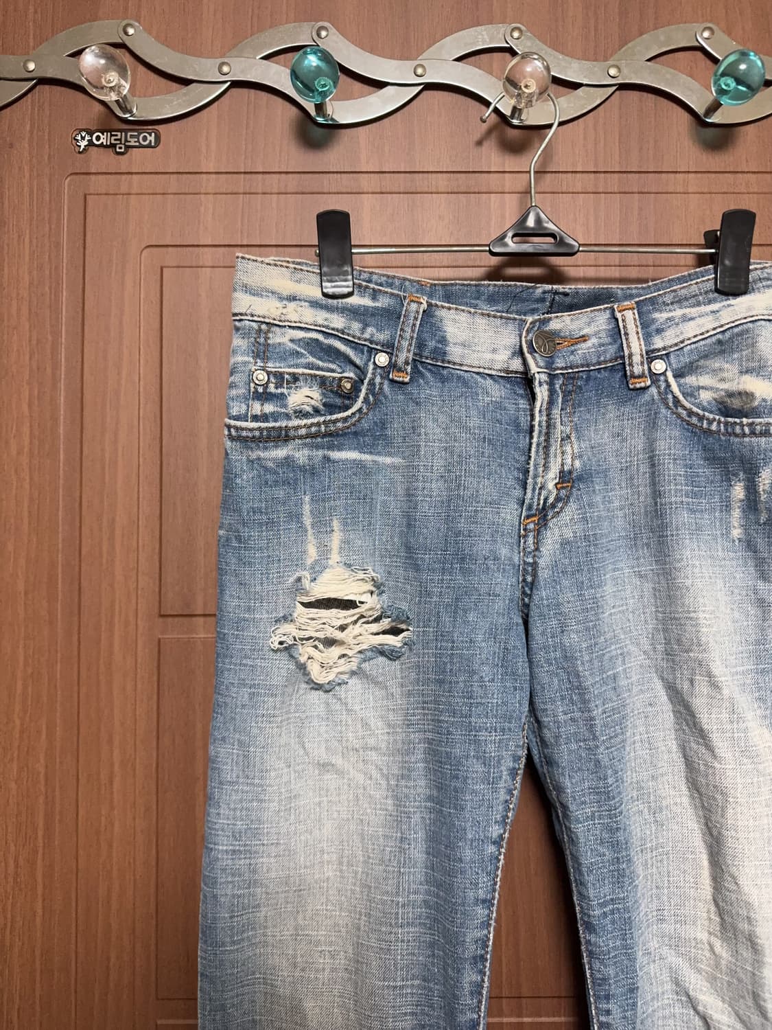 캘빈 클라인 빈티지 오네갸루 y2k 로우라이징 데미지 찢청 부츠컷 팬츠 상품이미지2