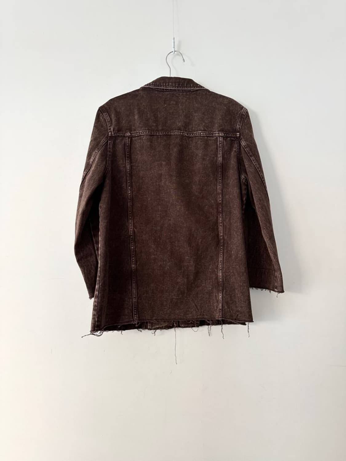 Trim detail pocket denim jacket / brown 상품이미지3