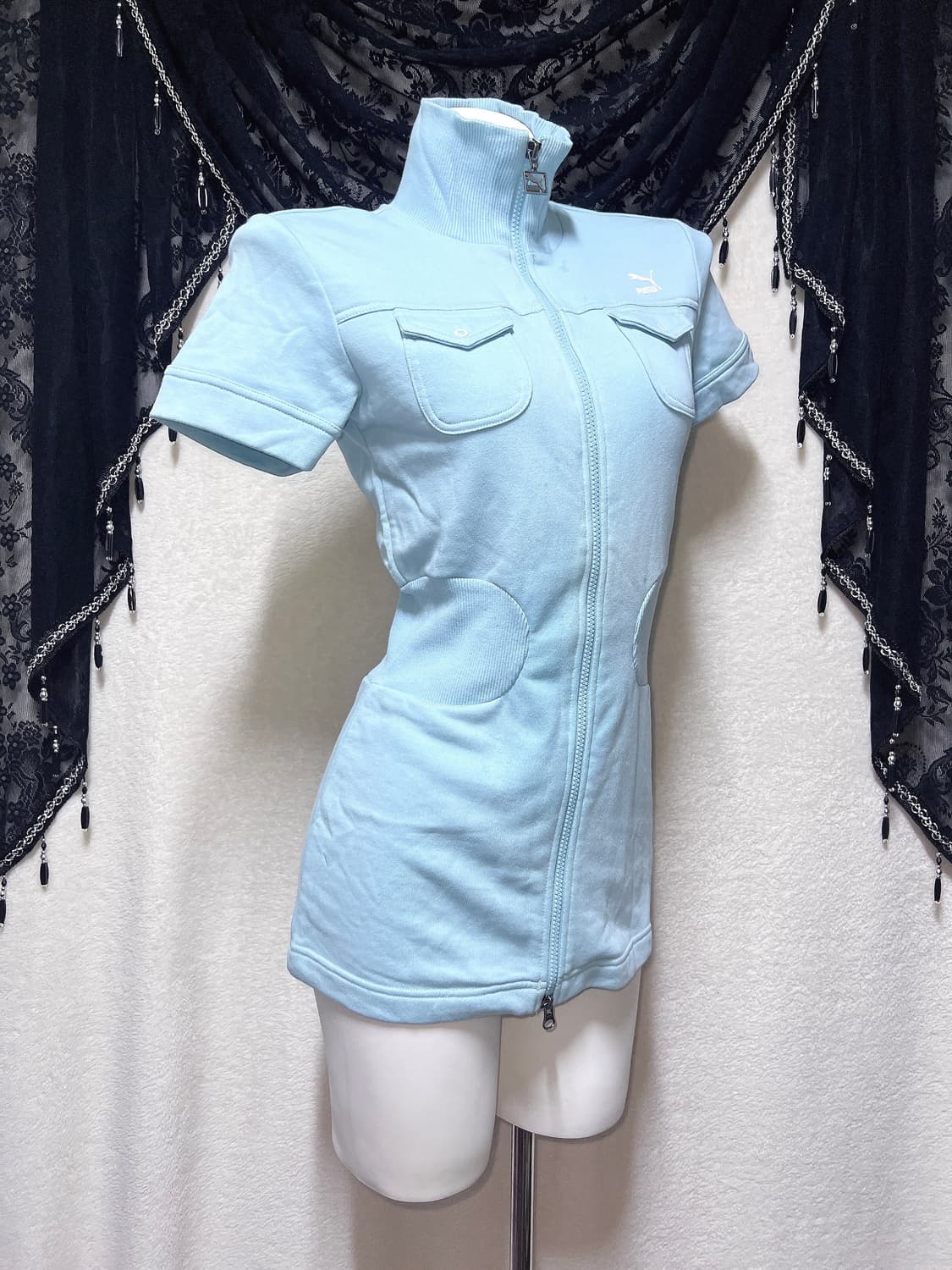 푸마 퓨마 y2k 와투케 갸루 펑크 반팔 카라 집업원피스 스포티 핀터깔 상품이미지7