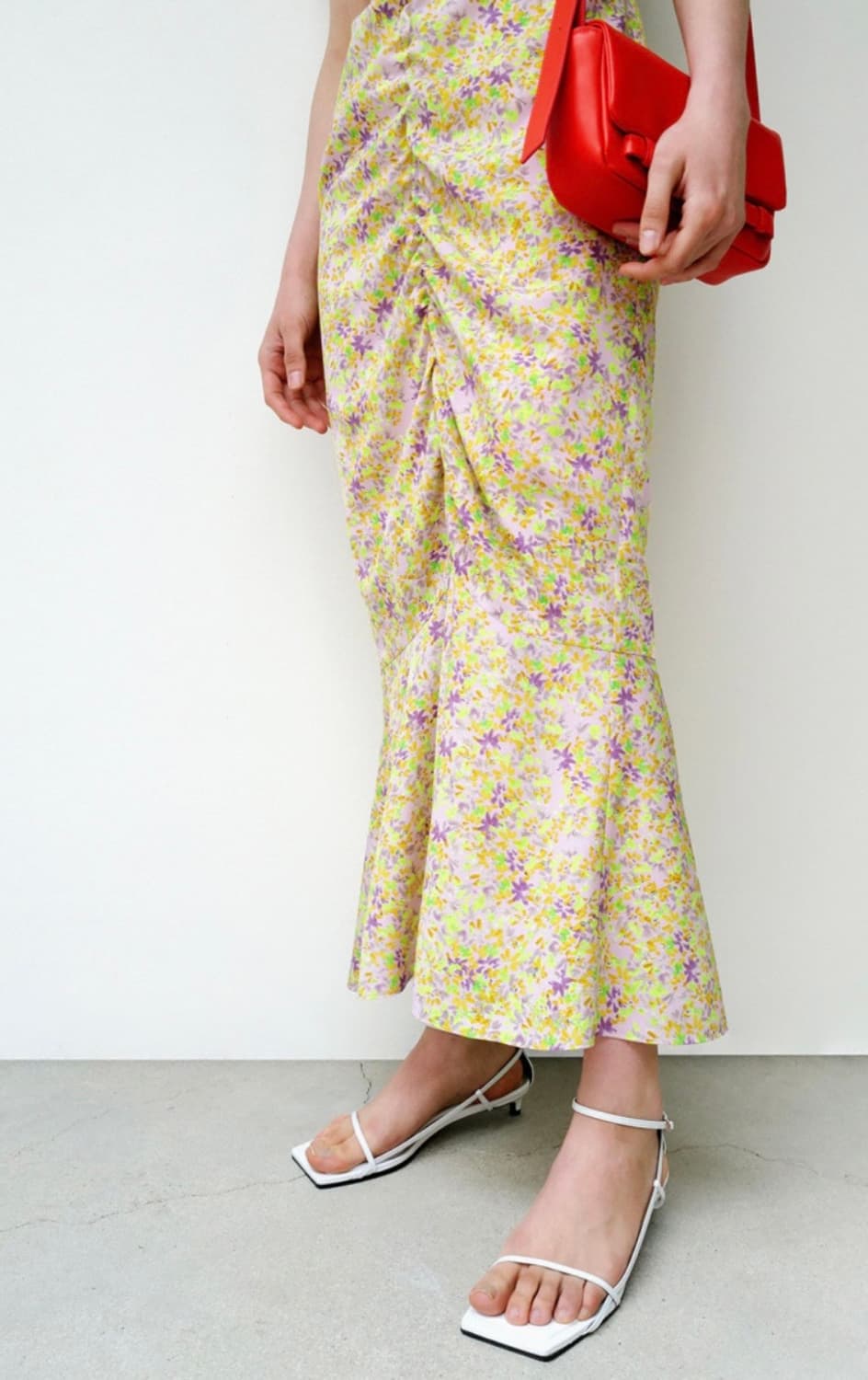 오르 플로럴 셔링 드레스 - xs, 롱 상품이미지5