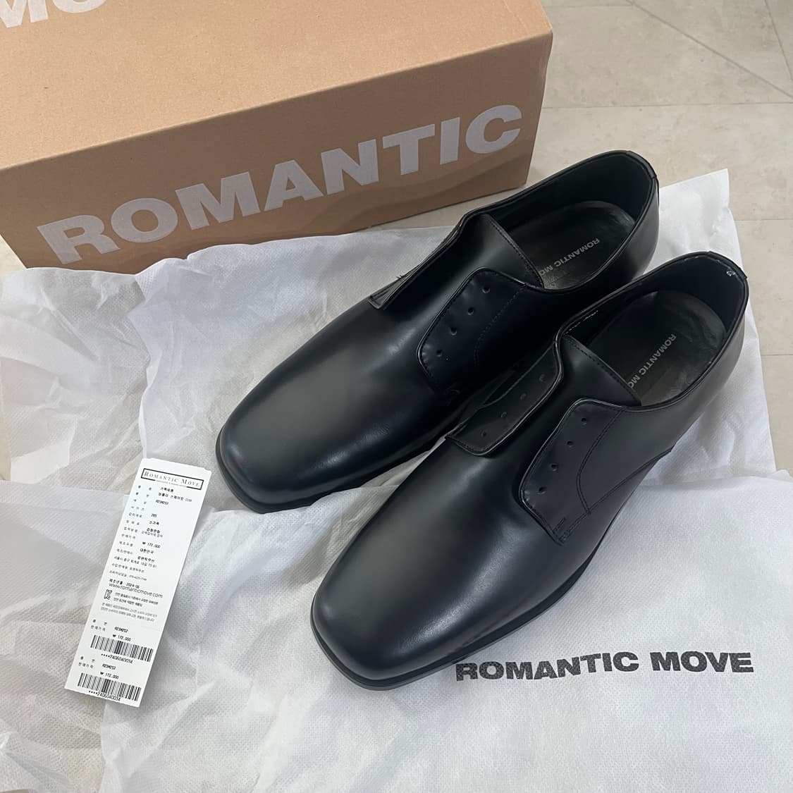 새상품(285) 로맨틱무브 심플리 스퀘어토 더비슈즈 블랙 상품이미지4