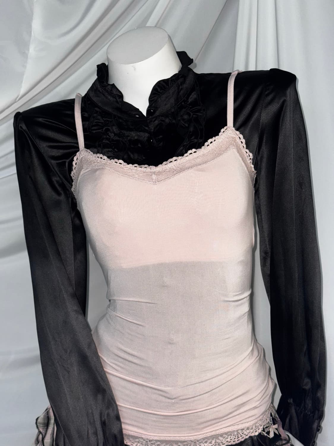 핑크 글리터체크 무채색 히메 코디세트 상품이미지5