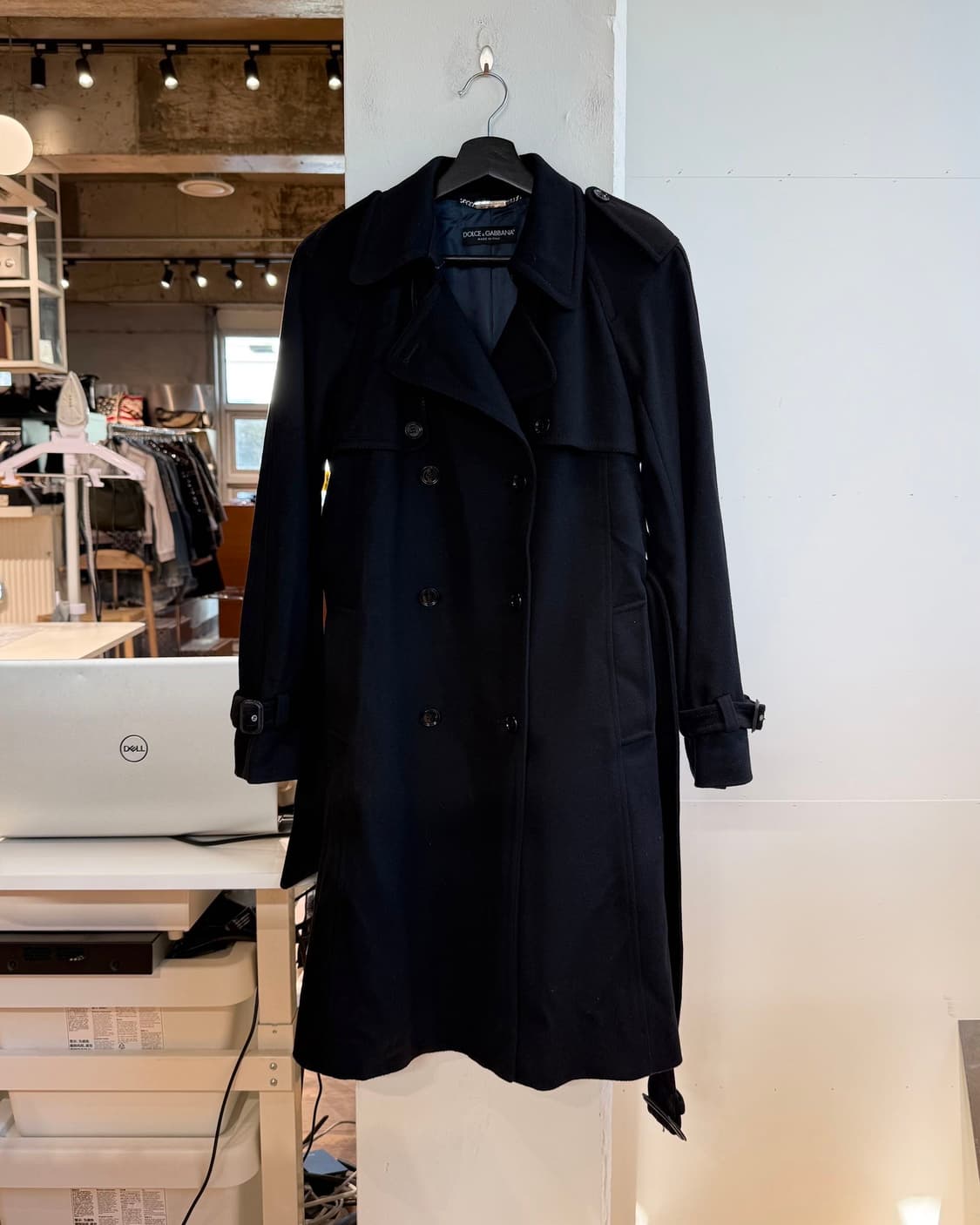 돌체앤가바나 블랙 캐시미어 혼방 트렌치코트 상품이미지2