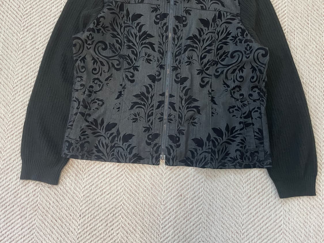 빈티지 오너먼트 패턴 니트 슬리브 집업 자켓 y2k goa  J03948 상품이미지4