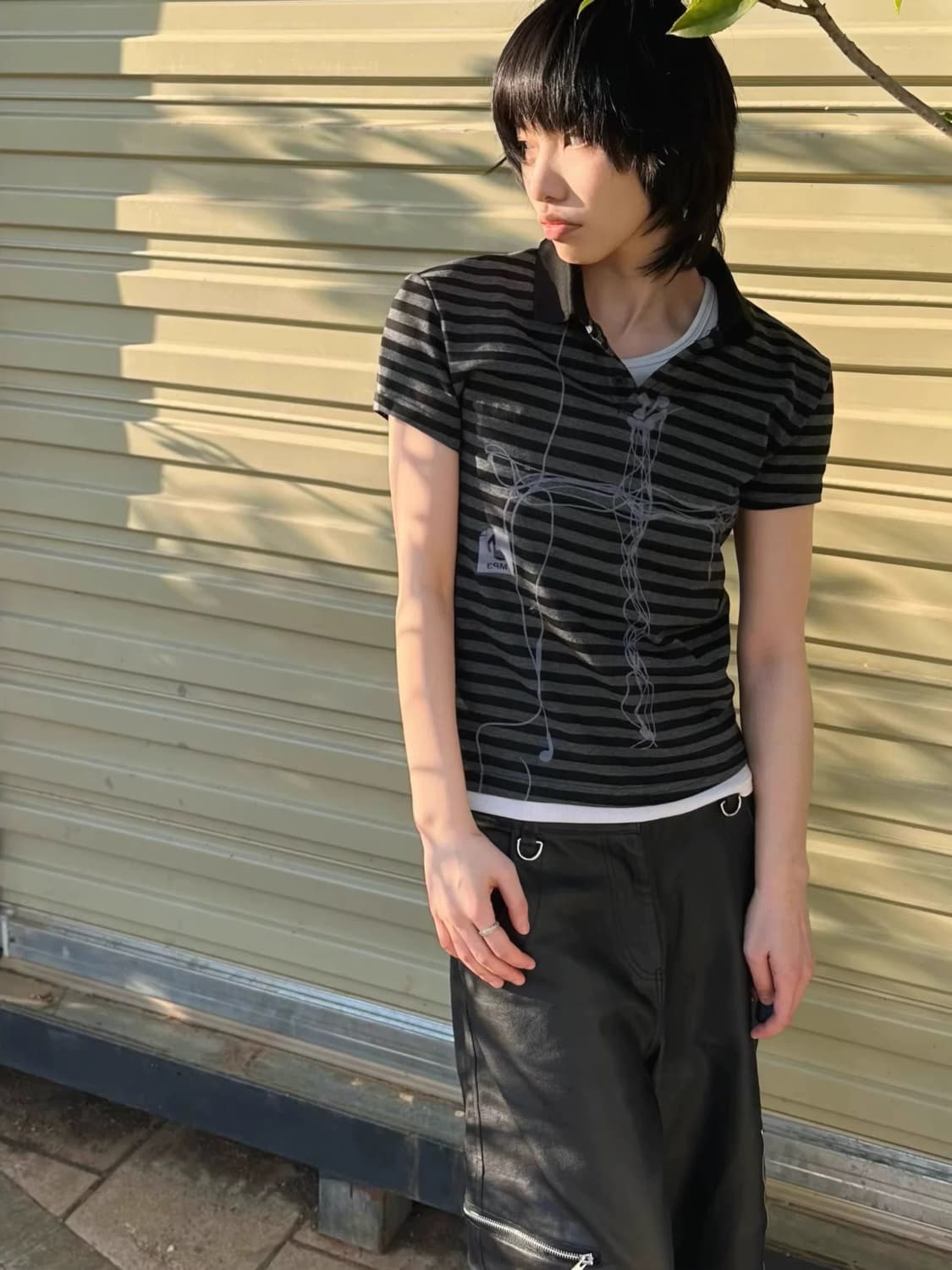 Cross Earphone Graphic Stripe Polo T-Shi 상품이미지3