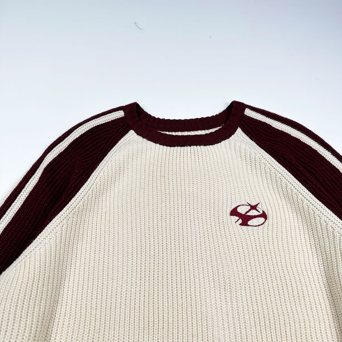 VTG 빈티지 아이보리 버건디 배색 니트 (실측 XL) 상품이미지1