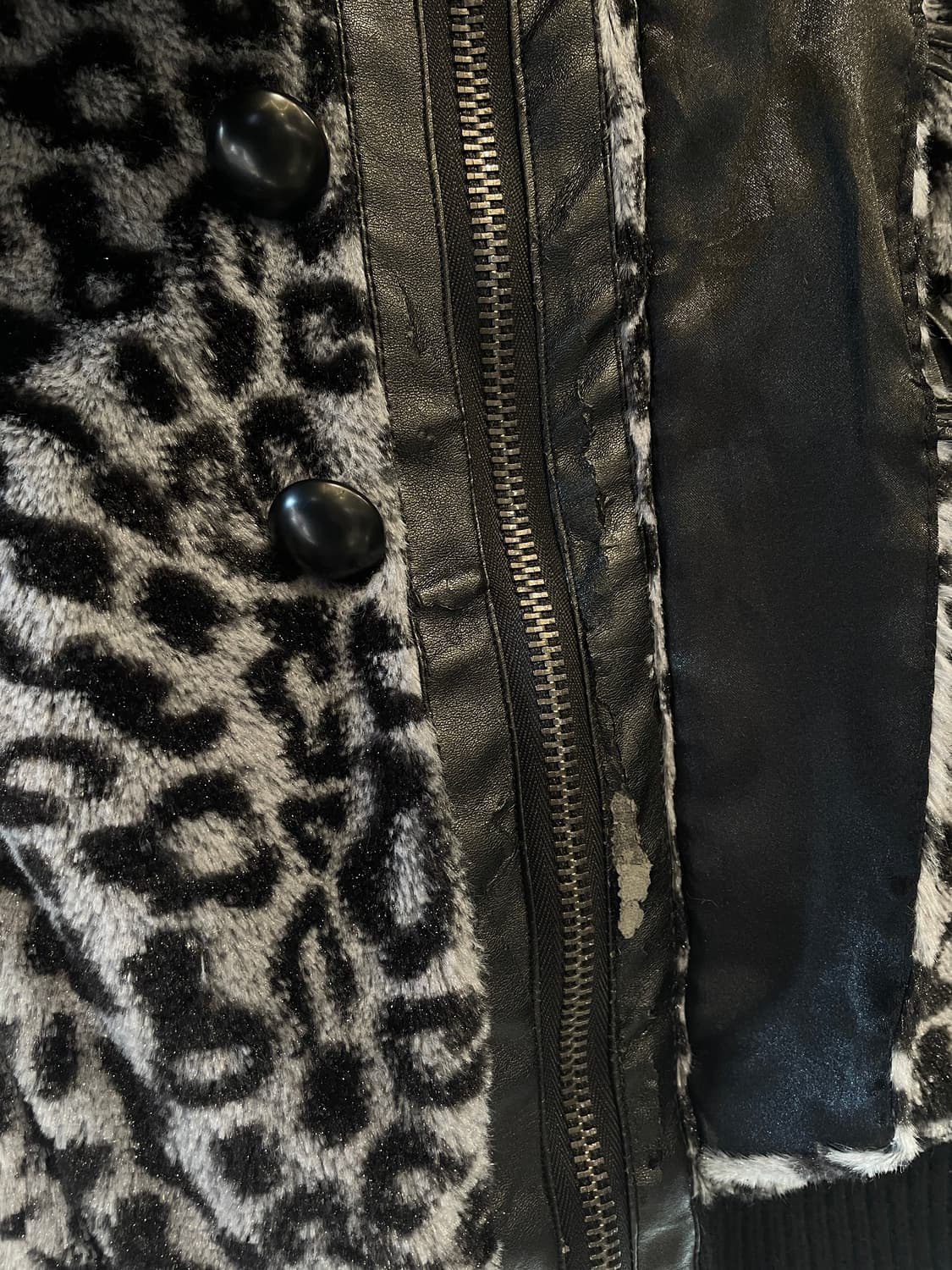 ghost of harlem 고스트오브할렘 레오파드 블랙 퍼 후드집업 상품이미지5