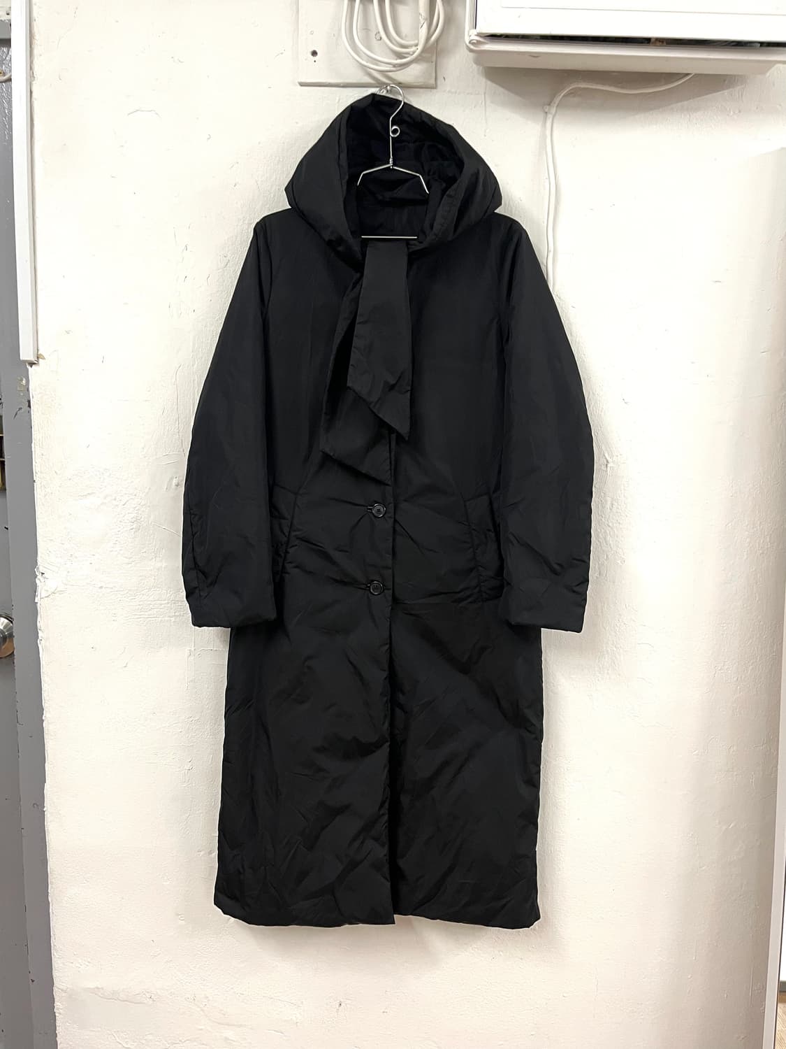 프라다 스카프 후드 패디드 롱코트 상품이미지1