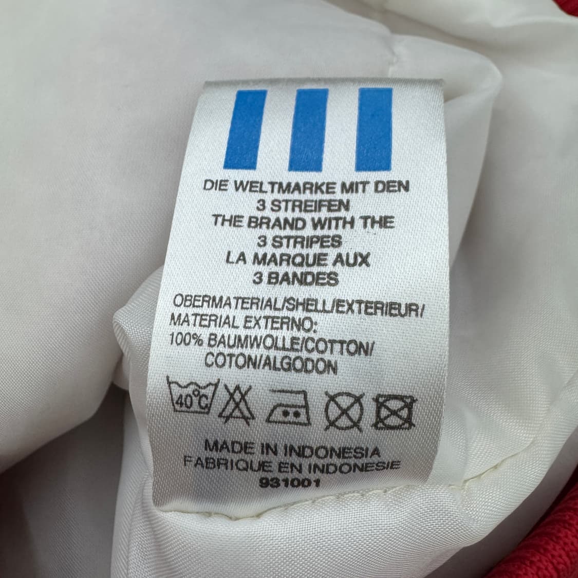 아디다스 바이커 삼선 아이보리 레드 배색 점퍼 자켓 상품이미지9